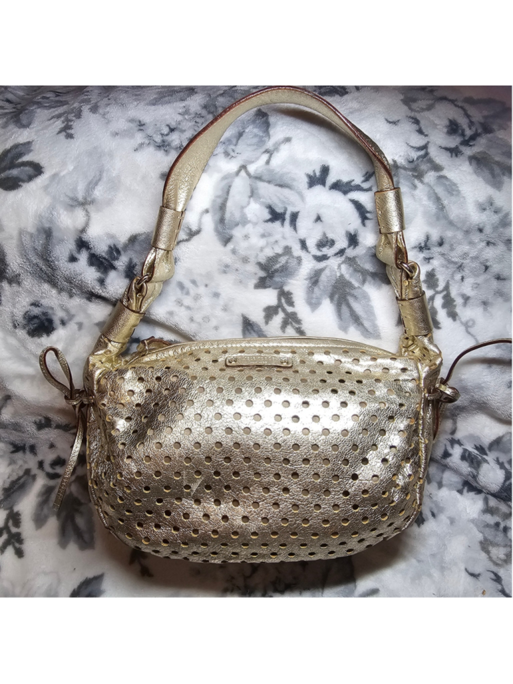 Kate Spade Metallic Gold Perforated Leather Shoulder Bag